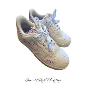 Nike Air Force 1 sneaker Women Size 8 White Multi Shoes DX2348-100 free shipping
